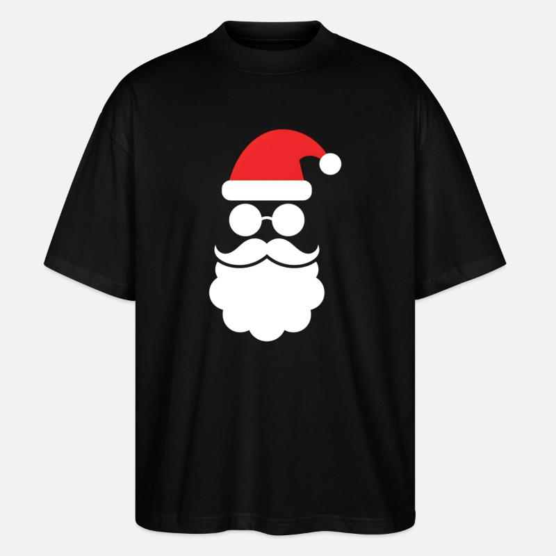 Weihnachtsmann mit Bart Minimal Kopf Design - Stanley/Stella Oversized Unisex Bio T-Shirt Blaster 2.0 - Schwarz