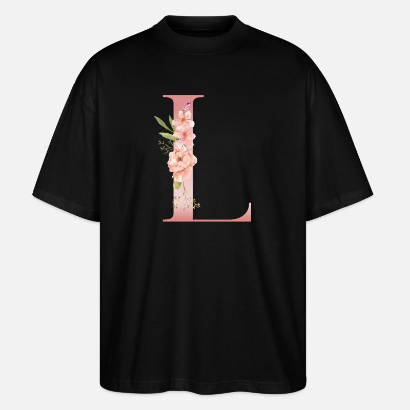 Pastel L florales Monogramm - Stanley/Stella Oversized Unisex Bio T-Shirt Blaster 2.0 - Schwarz
