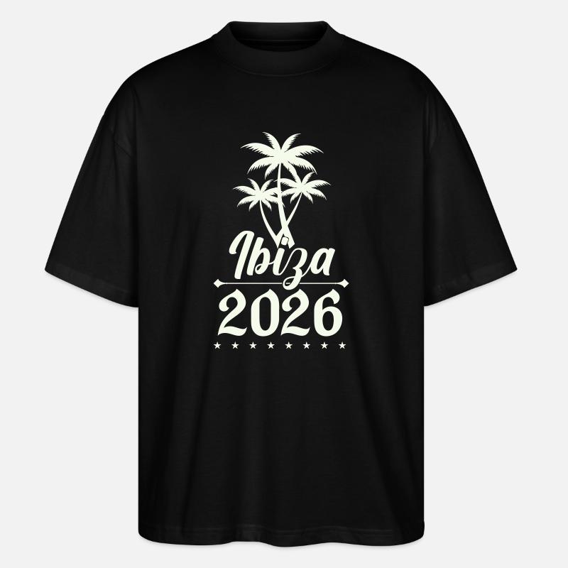 Ibiza 2026 Palmen Silhouette - Stanley/Stella Oversized Unisex Bio T-Shirt Blaster 2.0 - Schwarz