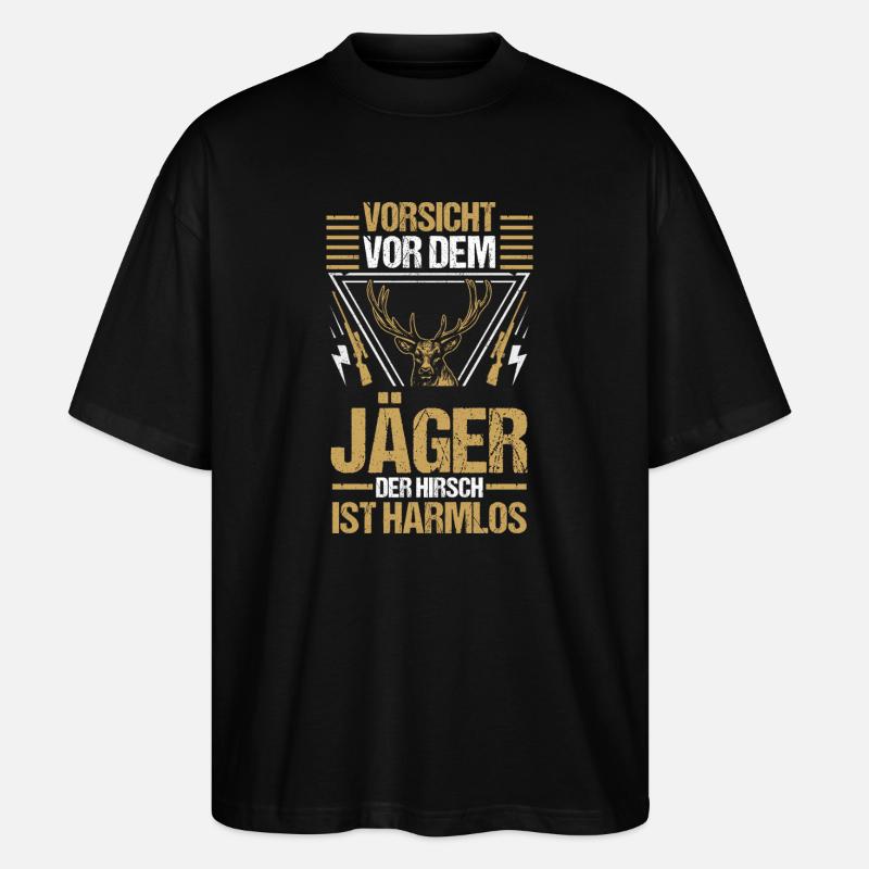 Jagd Jagen Waidmann Jäger - Stanley/Stella Oversized Unisex Bio T-Shirt Blaster 2.0 - Schwarz