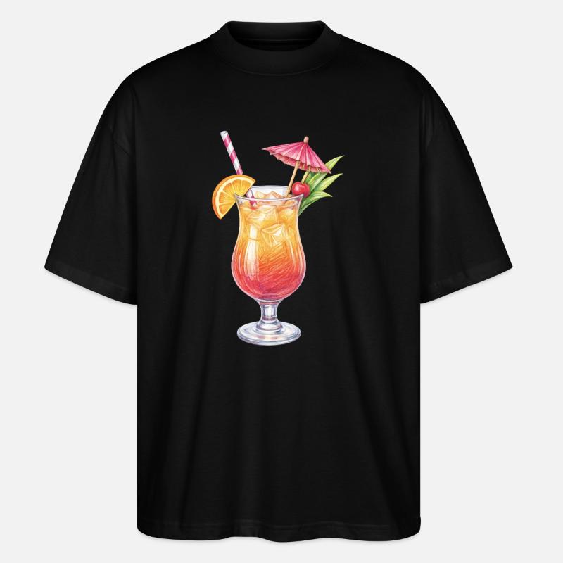 Tropischer Cocktail mit Obstdeko - Stanley/Stella Oversized Unisex Bio T-Shirt Blaster 2.0 - Schwarz