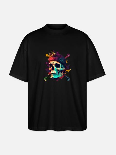 Skull and bones pirate - Stanley/Stella Oversized Unisex Organic T-shirt Blaster 2.0 - black