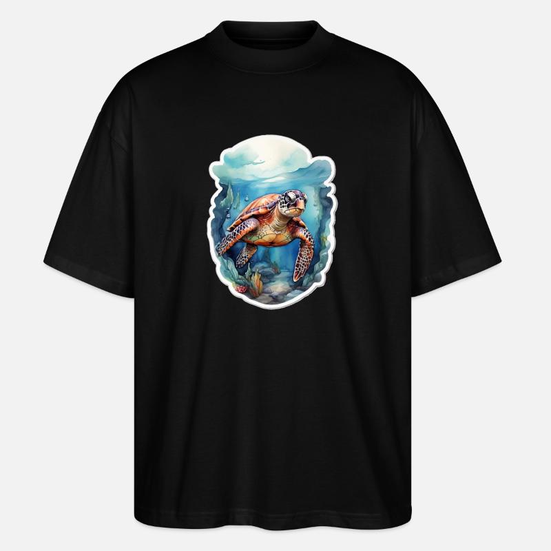 Sea's turtle under water - Stanley/Stella Oversized Unisex Organic T-shirt Blaster 2.0 - black