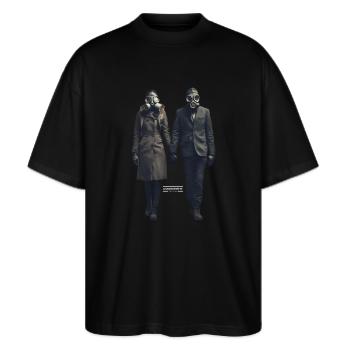 Liebe - Stanley/Stella Oversized Unisex Bio T-Shirt Blaster 2.0 - Schwarz - Vorne - Alina (178cm) & Michal (187cm)