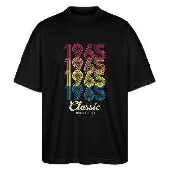 1965 Geburtstag geboren im Jahr 1965 Retro Vintage - Stanley/Stella Oversized Unisex Bio T-Shirt Blaster 2.0 - Schwarz - Vorne - Alina (178cm) & Michal (187cm)