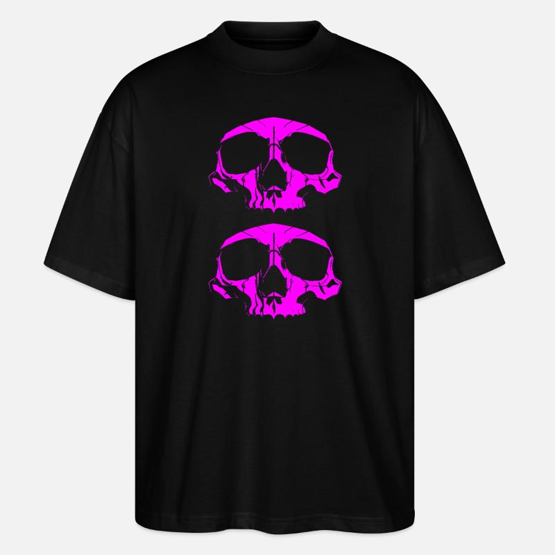 Crânes roses - T-shirt bio Blaster 2.0 coupe oversize Stanley/Stella Unisexe - noir