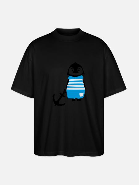 South pole penguin & anchor - Stanley/Stella Oversized Unisex Organic T-shirt Blaster 2.0 - black