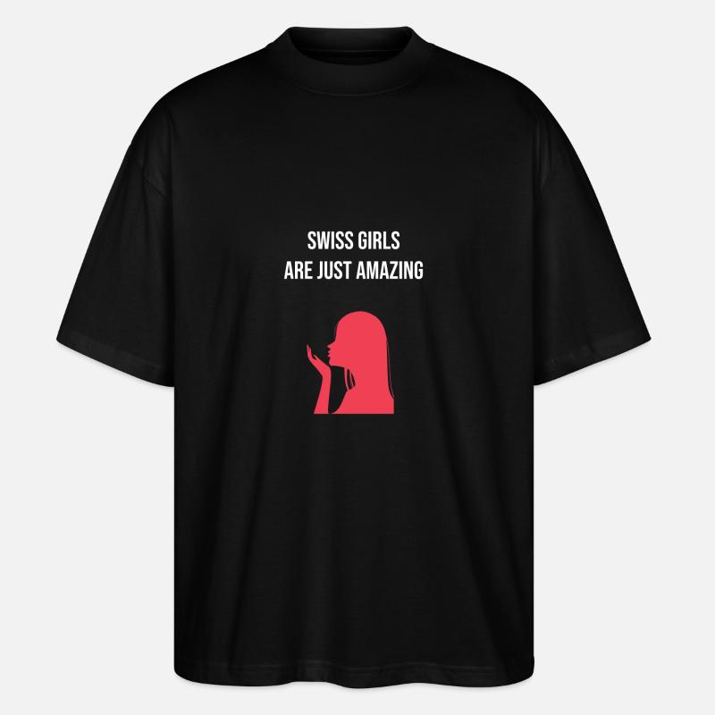 Geschenk für Schweizer Mädchen - Stanley/Stella Oversized Unisex Bio T-Shirt Blaster 2.0 - Schwarz
