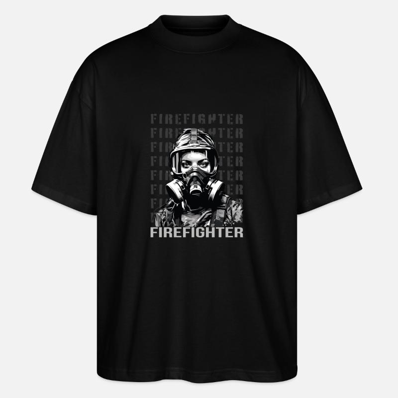 Firefighter - Stanley/Stella Oversized Unisex Bio T-Shirt Blaster 2.0 - Schwarz