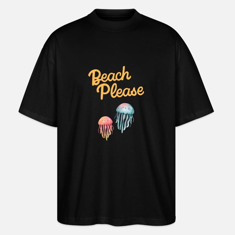 plage s’il vous plaît méduses - T-shirt bio Blaster 2.0 coupe oversize Stanley/Stella Unisexe - noir