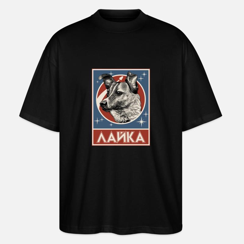 Chien de l’espace soviétique Laika - T-shirt bio Blaster 2.0 coupe oversize Stanley/Stella Unisexe - noir