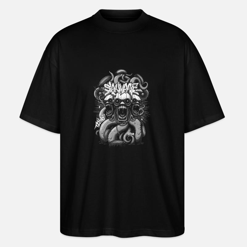 Savage monster tekno art Zewa - T-shirt bio Blaster 2.0 coupe oversize Stanley/Stella Unisexe - noir