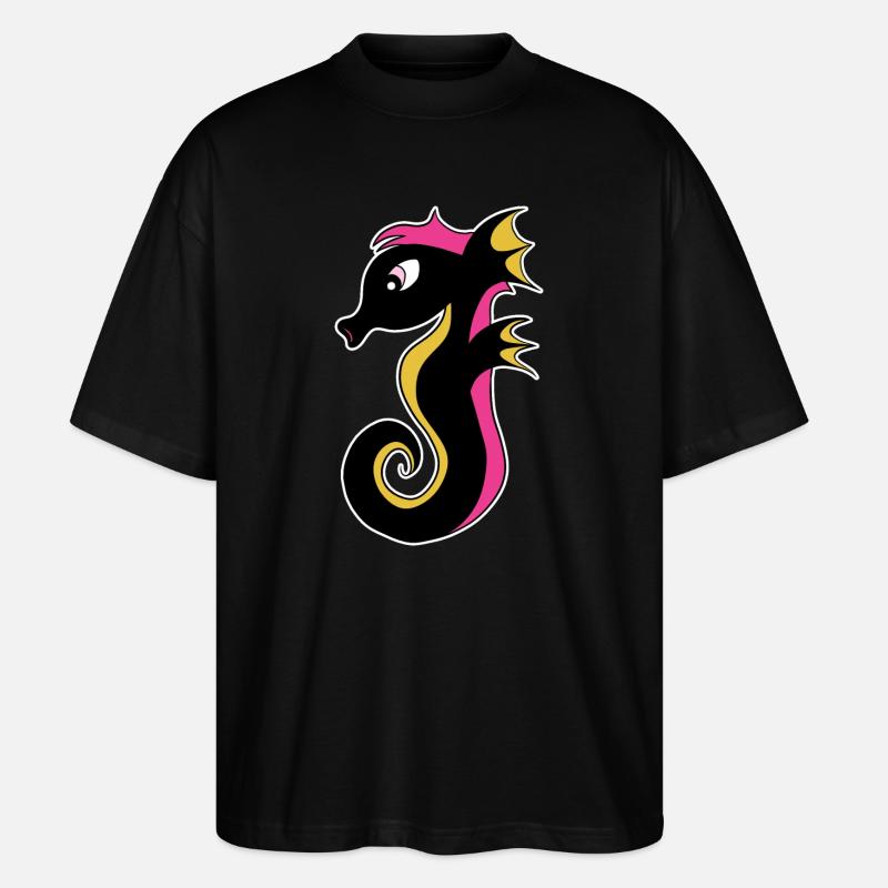 Blühendes Neon-Seepferdchen - Stanley/Stella Oversized Unisex Bio T-Shirt Blaster 2.0 - Schwarz