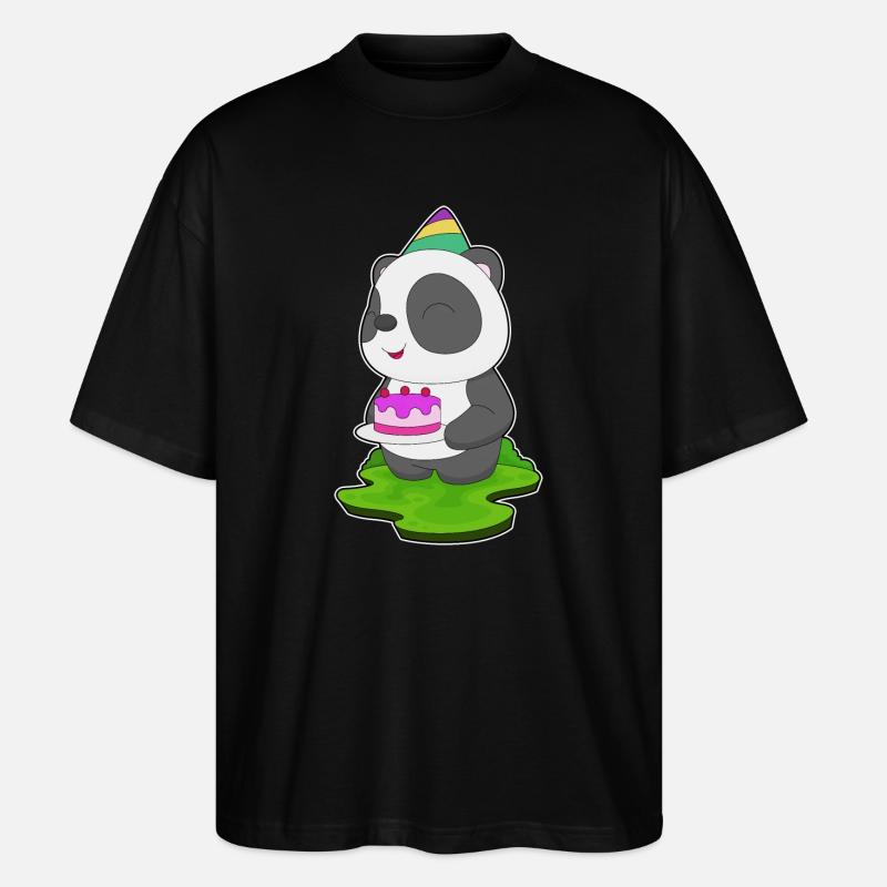 Panda Birthday Cake - Stanley/Stella Oversized Unisex Organic T-shirt Blaster 2.0 - black