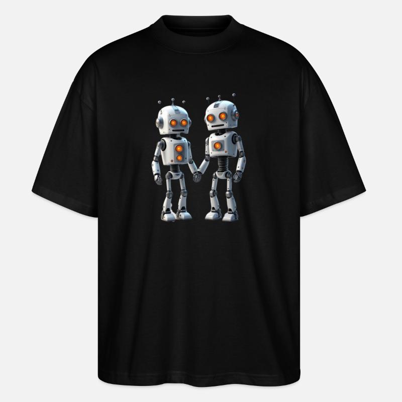 Roboter Pärchen - Stanley/Stella Oversized Unisex Bio T-Shirt Blaster 2.0 - Schwarz
