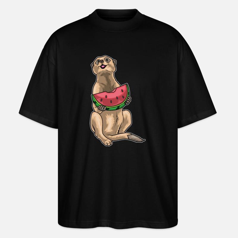 Erdmännchen Wassermelone - Stanley/Stella Oversized Unisex Bio T-Shirt Blaster 2.0 - Schwarz