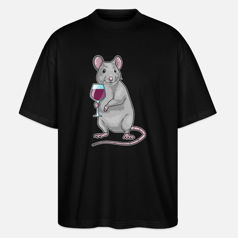 Maus Rotwein - Stanley/Stella Oversized Unisex Bio T-Shirt Blaster 2.0 - Schwarz