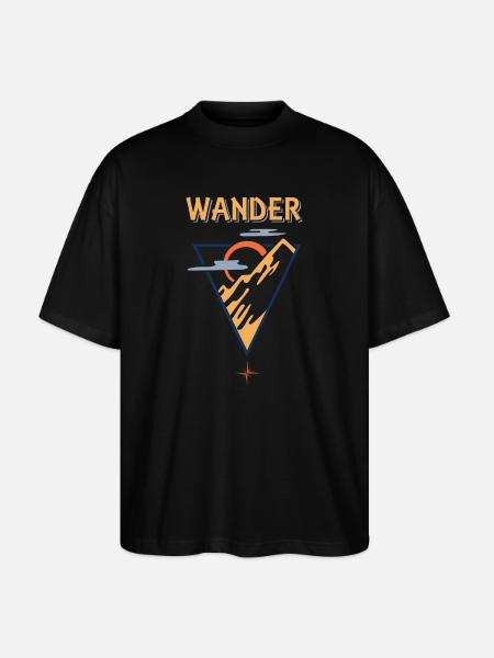 Mountain Sun Clouds - Hiking Motif - Stanley/Stella Oversized Unisex Organic T-shirt Blaster 2.0 - black