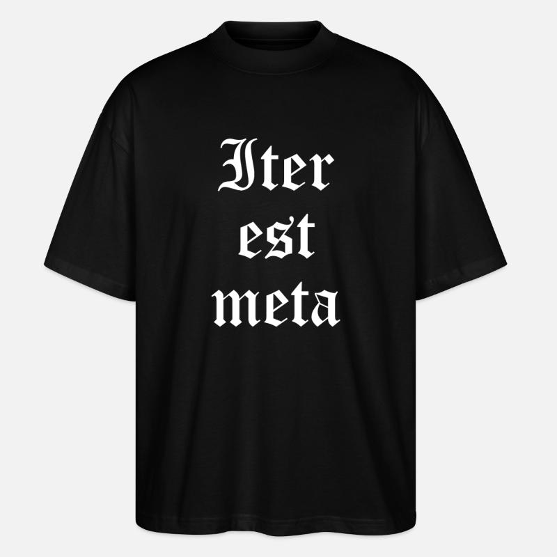 Iter est Meta Blackletter Print - T-shirt bio Blaster 2.0 coupe oversize Stanley/Stella Unisexe - noir