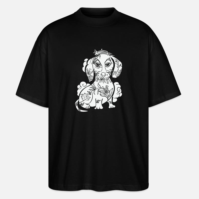 teckel tatoué avec du caractère - T-shirt bio Blaster 2.0 coupe oversize Stanley/Stella Unisexe - noir