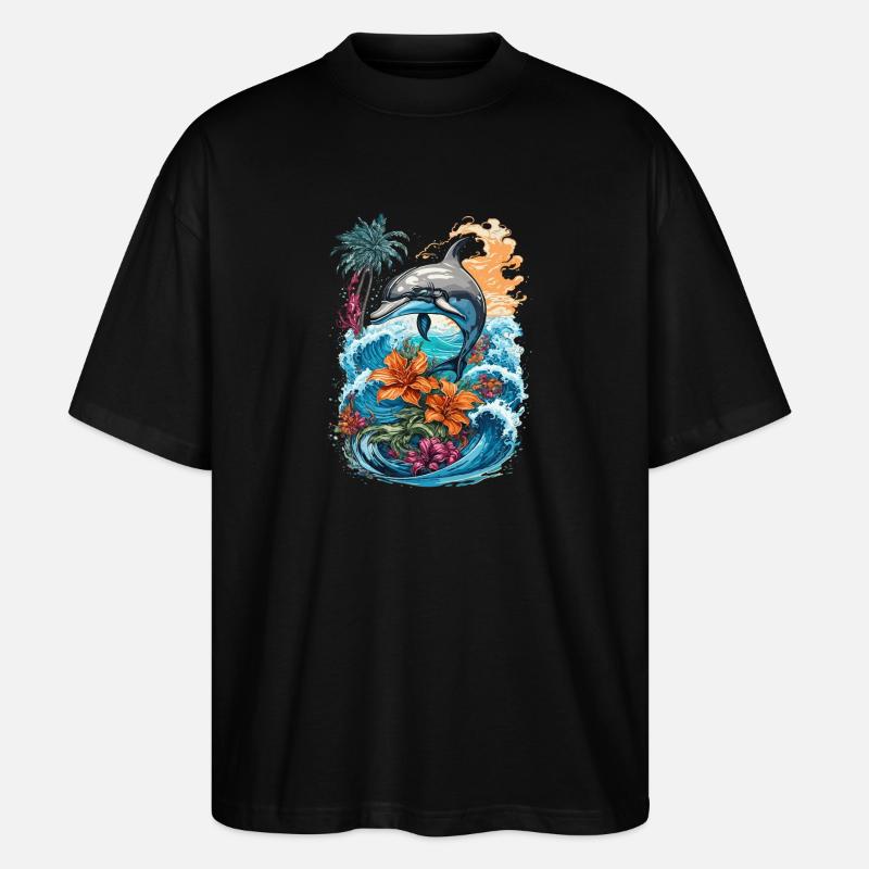 Cute Dolphin - Stanley/Stella Oversized Unisex Bio T-Shirt Blaster 2.0 - Schwarz