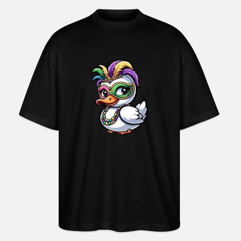 Mardi Gras Duck Mask Feathers - Stanley/Stella Oversized Unisex Organic T-shirt Blaster 2.0 - black