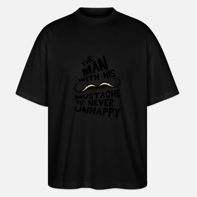 citation moustache man mustache unhappy - T-shirt bio Blaster 2.0 coupe oversize Stanley/Stella Unisexe - noir
