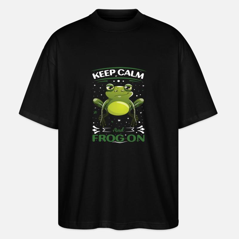 Keep Calm and Frog on - Stanley/Stella Oversized Unisex Bio T-Shirt Blaster 2.0 - Schwarz
