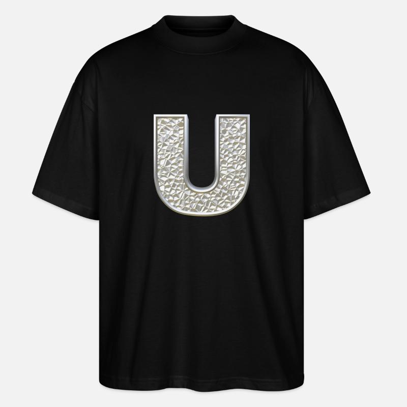 U, letter, initial, monogram, - Stanley/Stella Oversized Unisex Bio T-Shirt Blaster 2.0 - Schwarz