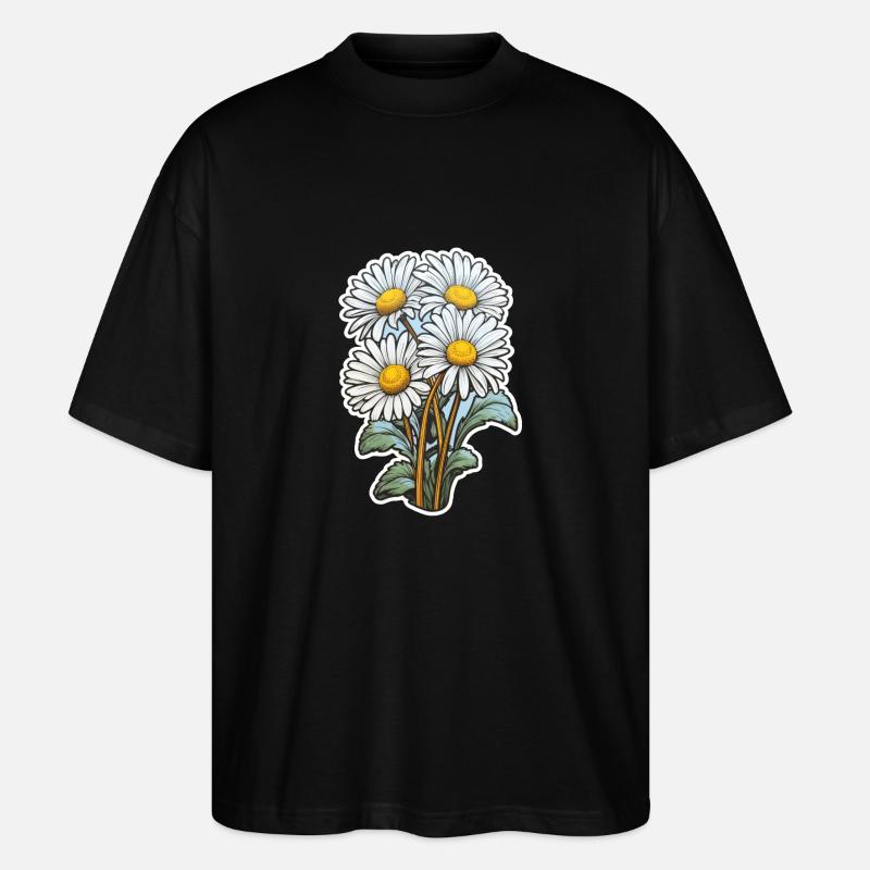 Marguerites 4 fleurs - T-shirt bio Blaster 2.0 coupe oversize Stanley/Stella Unisexe - noir
