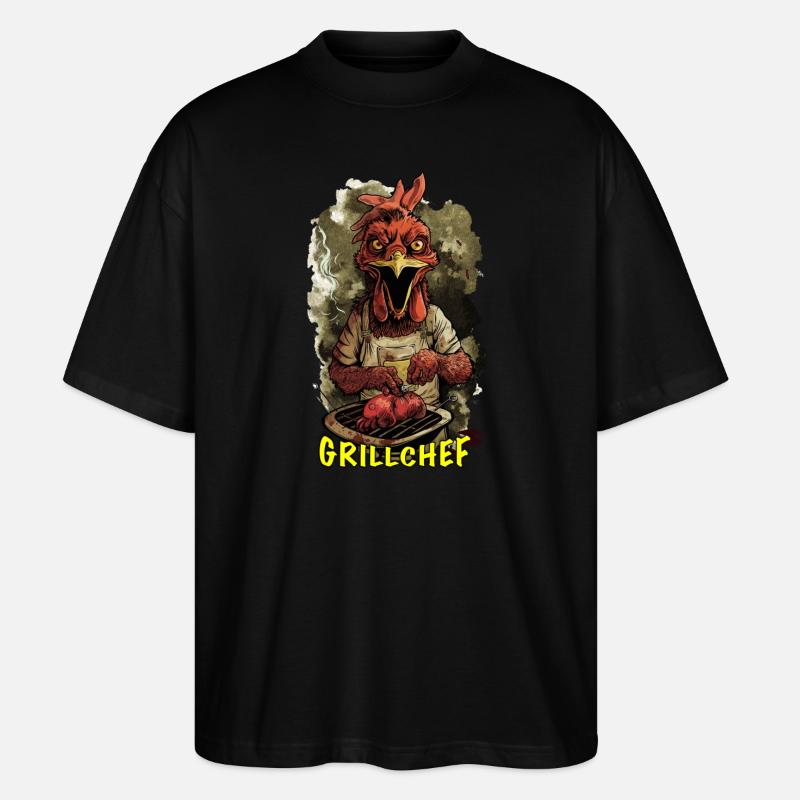 Chicken BBQ Grill Chef - Stanley/Stella Oversized Unisex Organic T-shirt Blaster 2.0 - black