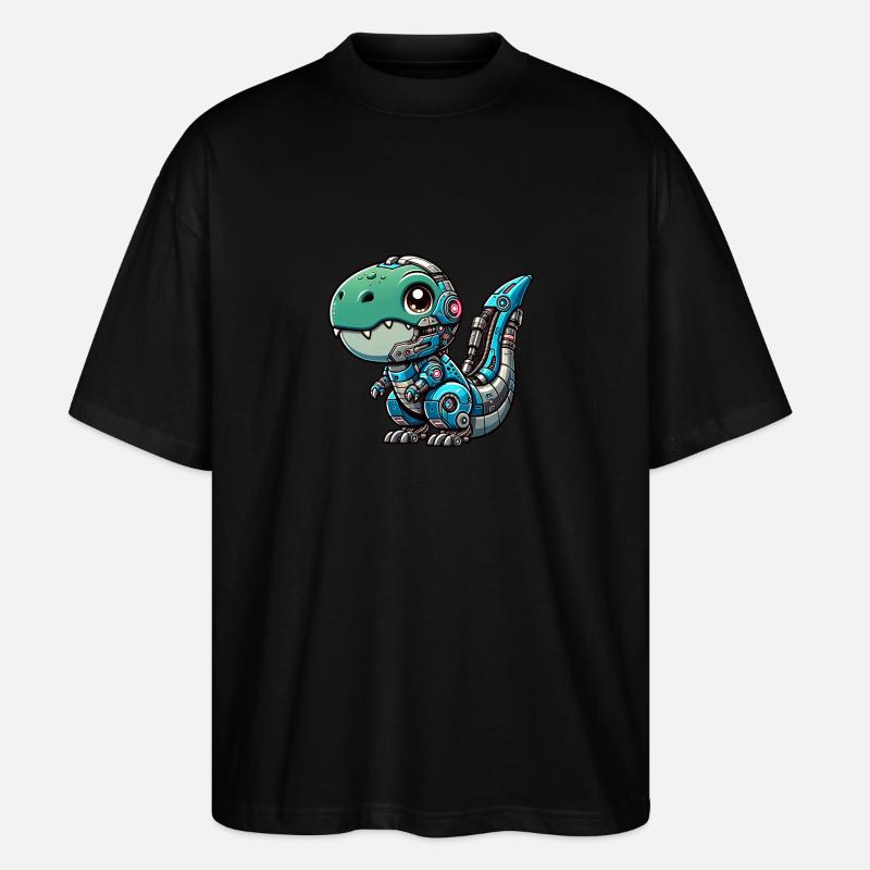 Cute T-Rex Cyborg, Robo-Dinosaur - Stanley/Stella Oversized Unisex Organic T-shirt Blaster 2.0 - black