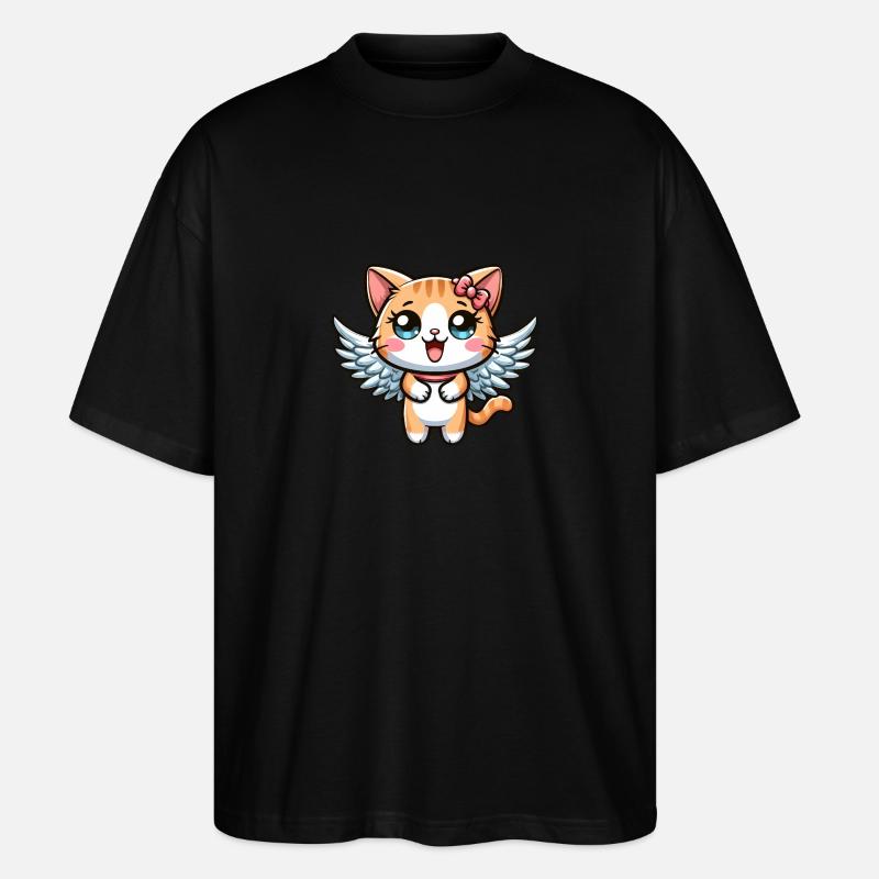 Süßer Katzenengel Comic - Stanley/Stella Oversized Unisex Bio T-Shirt Blaster 2.0 - Schwarz