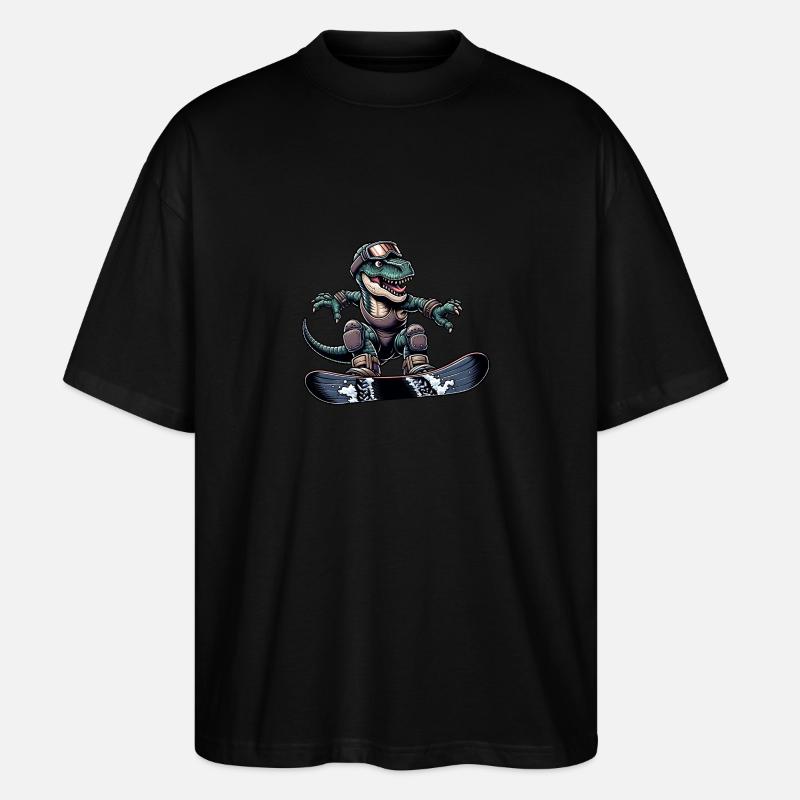 T-Rex Dino Snowboarder - Stanley/Stella Oversized Unisex Bio T-Shirt Blaster 2.0 - Schwarz