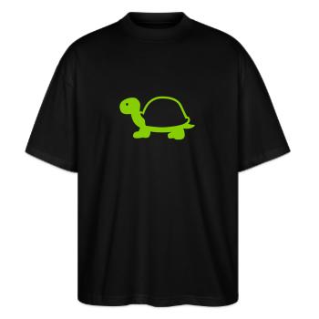 Schildkröte - Stanley/Stella Oversized Unisex Bio T-Shirt Blaster 2.0 - Schwarz - Vorne - Alina (178cm) & Michal (187cm)
