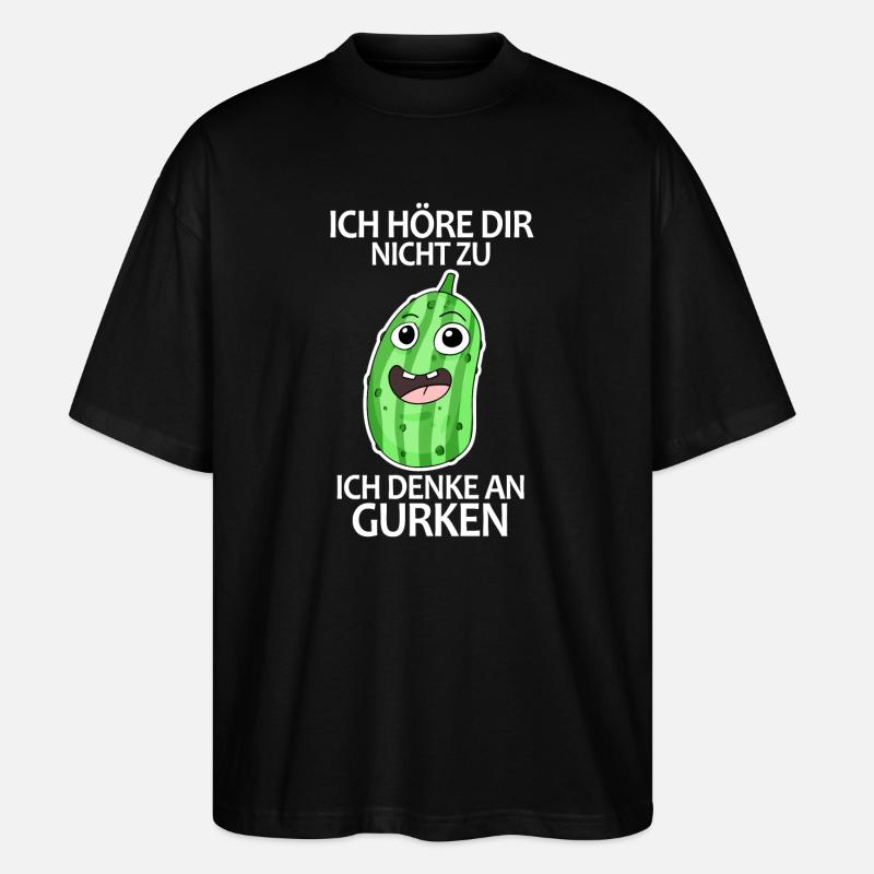 Ich denke an Gurken - Stanley/Stella Oversized Unisex Bio T-Shirt Blaster 2.0 - Schwarz