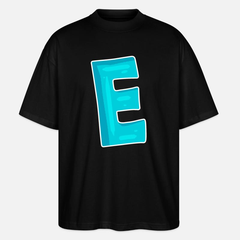Letter E Initial Letter Characters - Stanley/Stella Oversized Unisex Organic T-shirt Blaster 2.0 - black