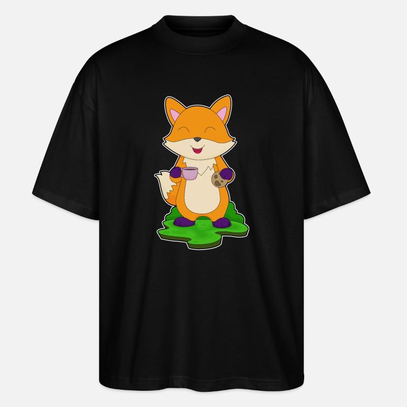 Fuchs Kaffee Cookie - Stanley/Stella Oversized Unisex Bio T-Shirt Blaster 2.0 - Schwarz