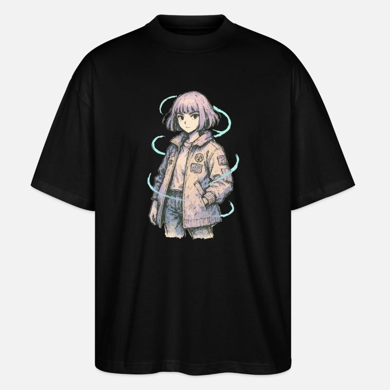 Neon Patch Bomber Mädchen - Stanley/Stella Oversized Unisex Bio T-Shirt Blaster 2.0 - Schwarz
