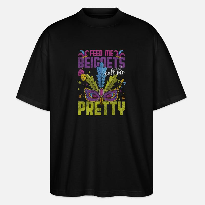 Parade Maske Bunt Perlen - Stanley/Stella Oversized Unisex Bio T-Shirt Blaster 2.0 - Schwarz