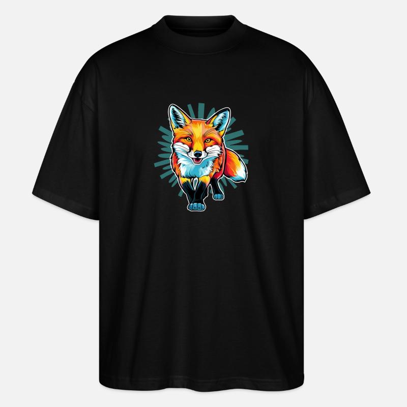 Fuchs - Illustration - Stanley/Stella Oversized Unisex Bio T-Shirt Blaster 2.0 - Schwarz
