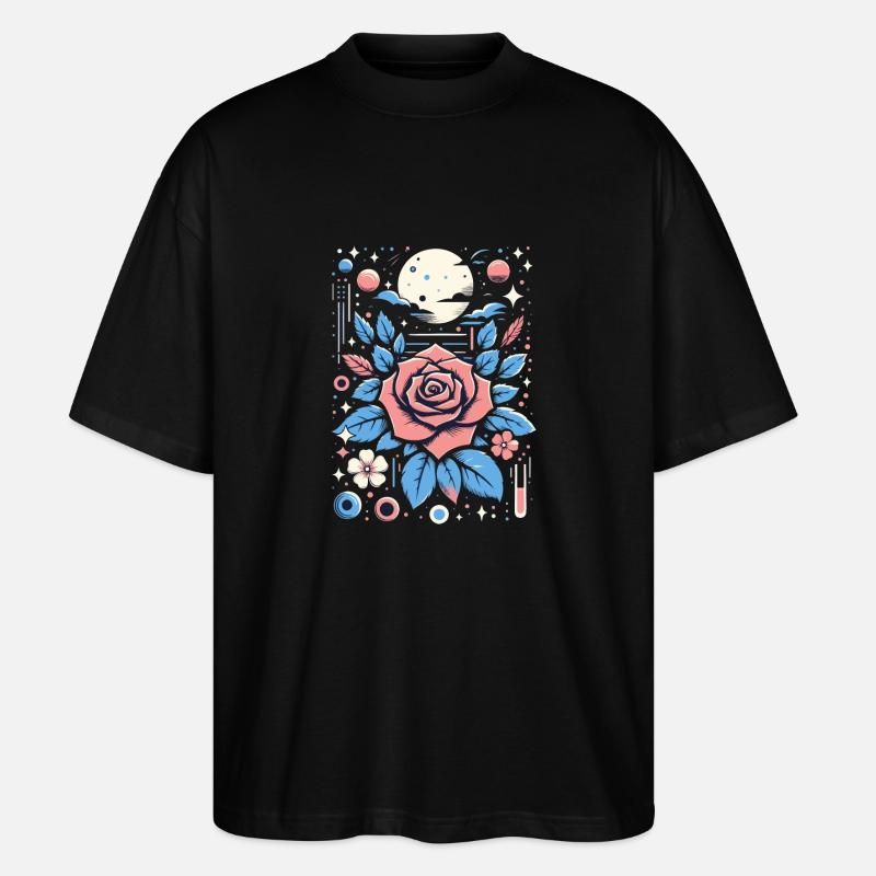 Kosmische Rose - Stanley/Stella Oversized Unisex Bio T-Shirt Blaster 2.0 - Schwarz