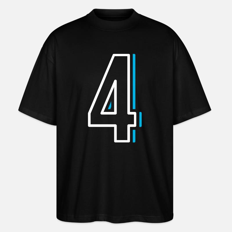 Nummer 4 - Vier - Stanley/Stella Oversized Unisex Bio T-Shirt Blaster 2.0 - Schwarz