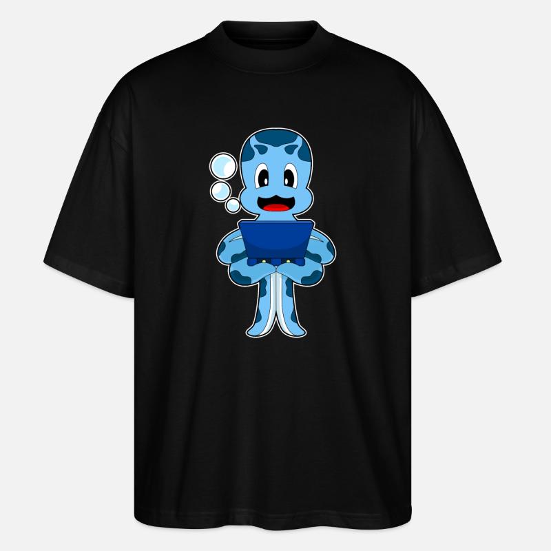 Octopus Laptop - Stanley/Stella Oversized Unisex Organic T-shirt Blaster 2.0 - black