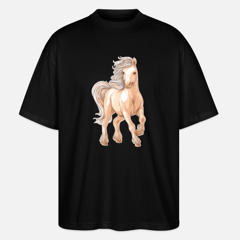 Pferd Pony - Stanley/Stella Oversized Unisex Bio T-Shirt Blaster 2.0 - Schwarz