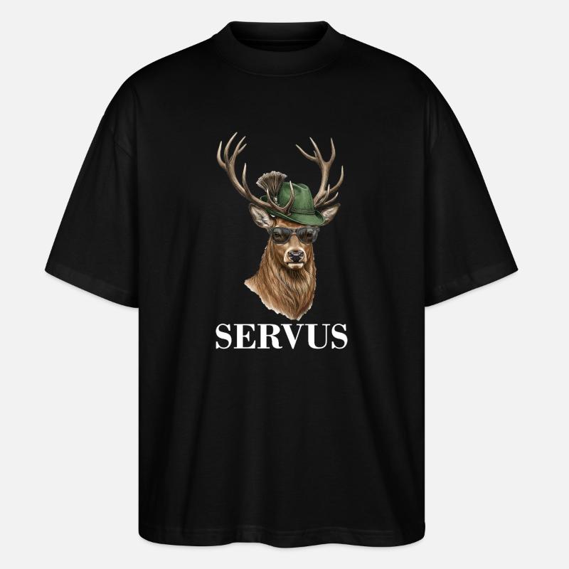 Hirsch Reh Servus - Stanley/Stella Oversized Unisex Bio T-Shirt Blaster 2.0 - Schwarz