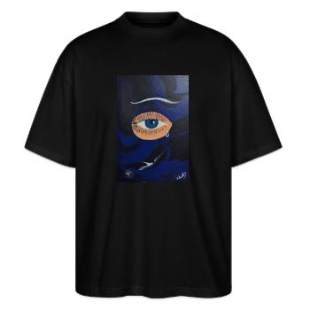 Larmes Sentiments - T-shirt bio Blaster 2.0 coupe oversize Stanley/Stella Unisexe - noir - Devant - Alina (178cm) & Michal (187cm)