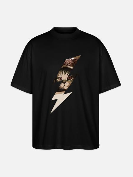 Lightning cat - Stanley/Stella Oversized Unisex Organic T-shirt Blaster 2.0 - black