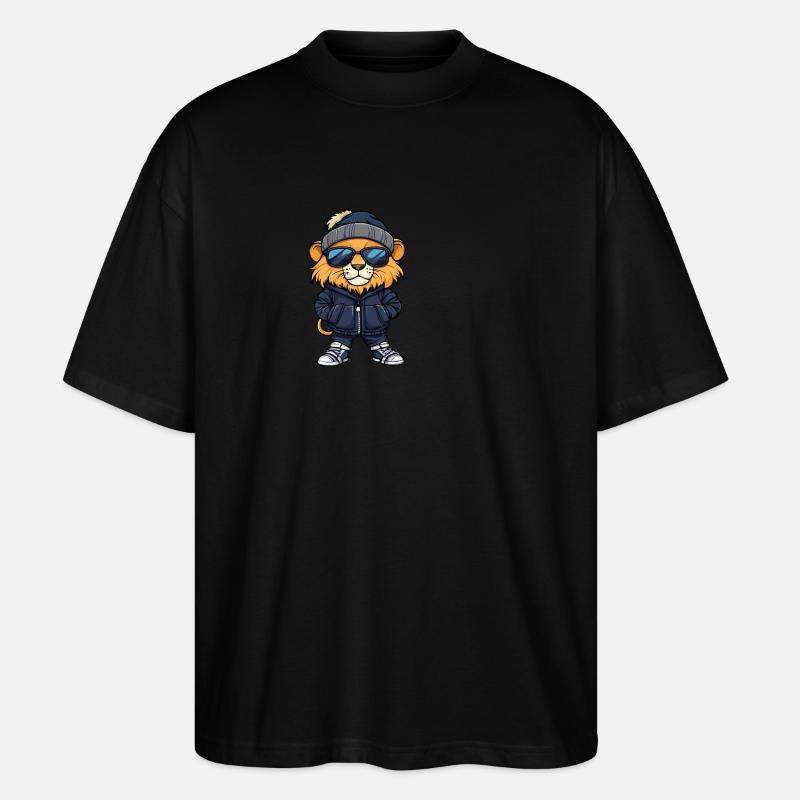 Löwe Winter - Stanley/Stella Oversized Unisex Bio T-Shirt Blaster 2.0 - Schwarz