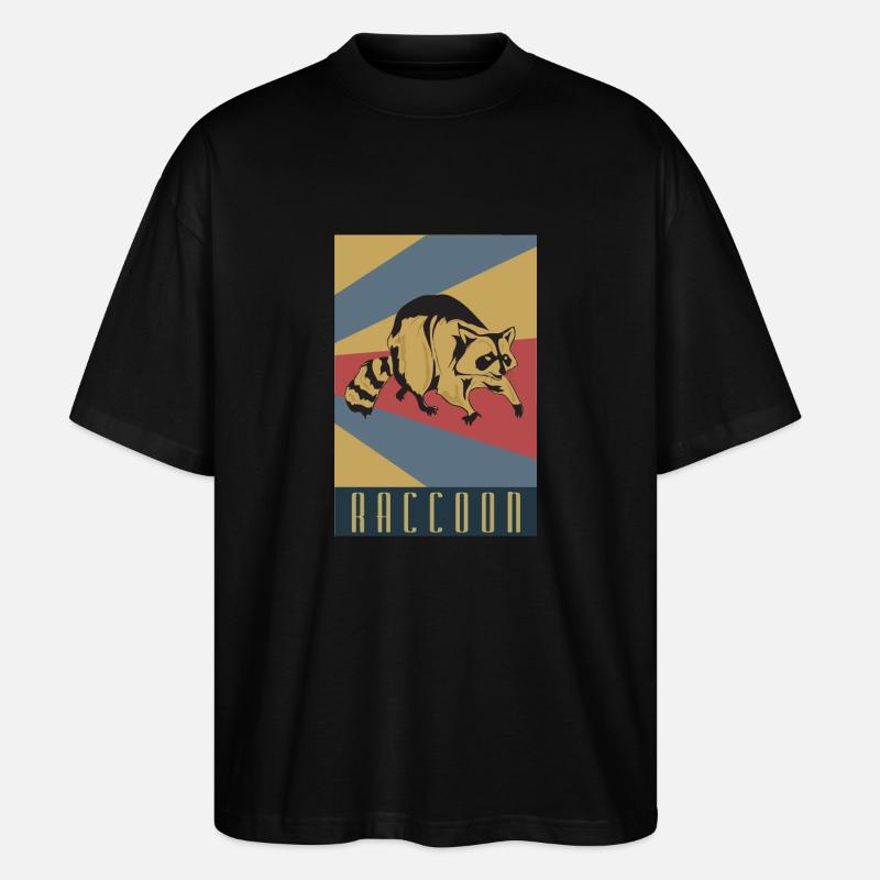 Waschbär Raccoon Retro - Stanley/Stella Oversized Unisex Bio T-Shirt Blaster 2.0 - Schwarz
